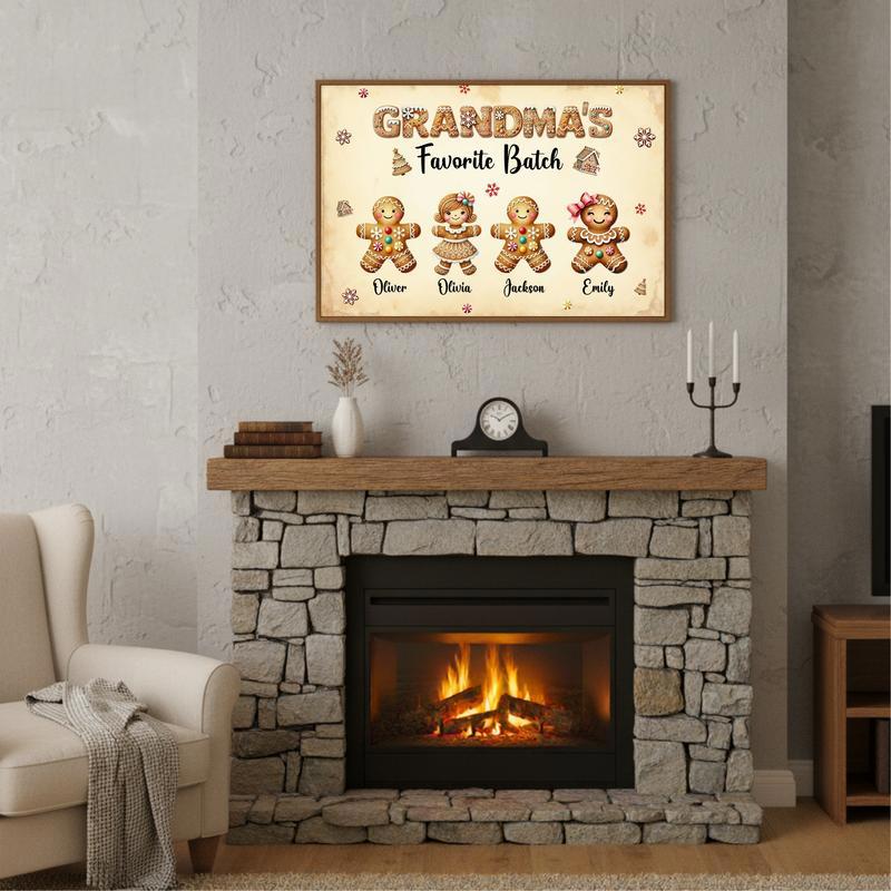 Gingerbread Family Wall Art - Custom Grandma Christmas Canvas