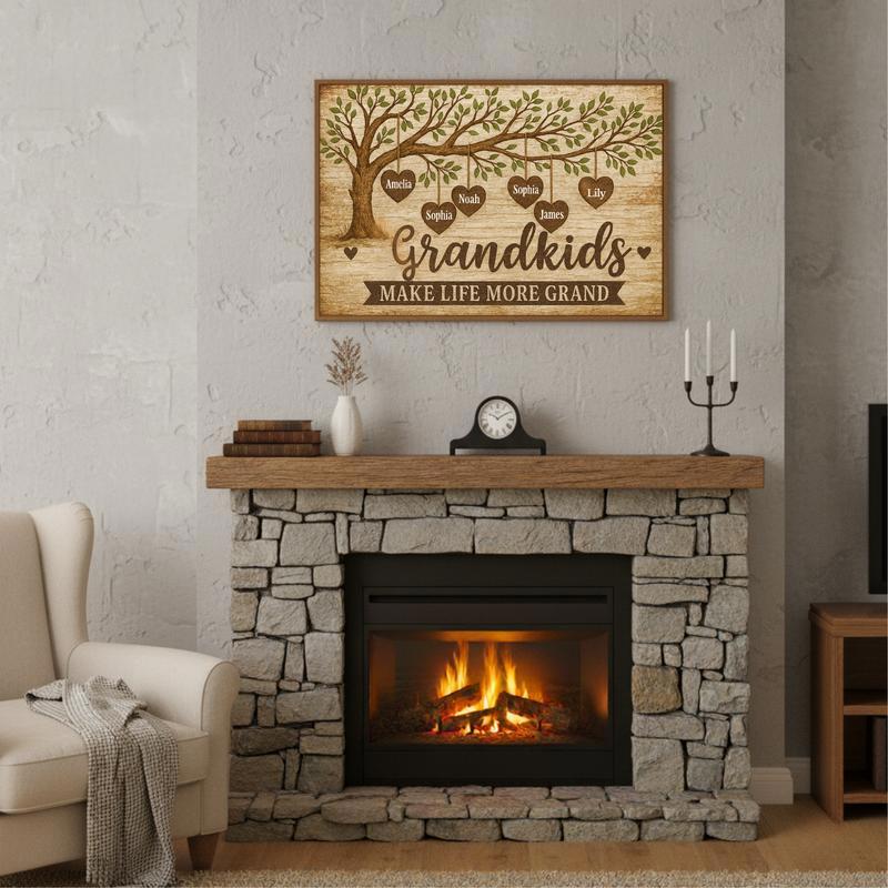 "Grandkids Make Life More Grand" Personalized Family Tree Canvas