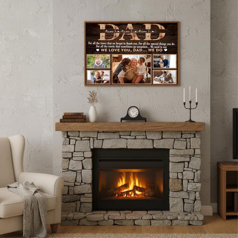 Dad's 5-Photo Christmas Keepsake Personalized Canvas Gift