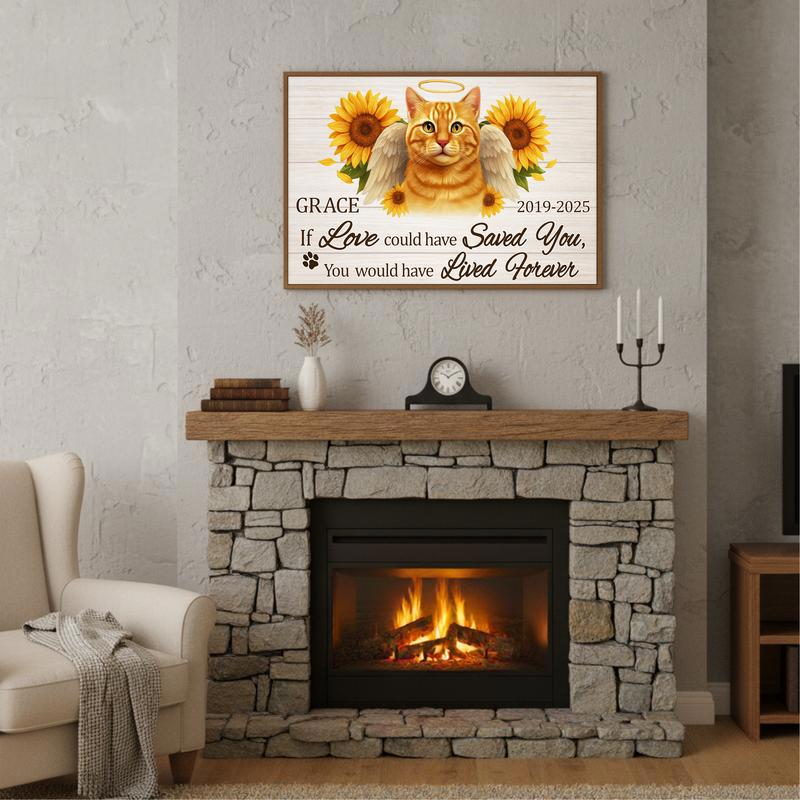 Heartfelt Sunflower Cat Tribute Portrait Personalized Canvas