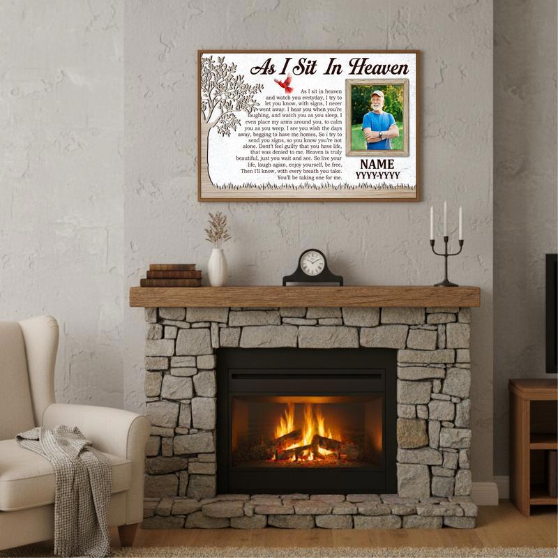 Loved One Memorial Keepsake - Heaven Poem & Custom Photo Canvas