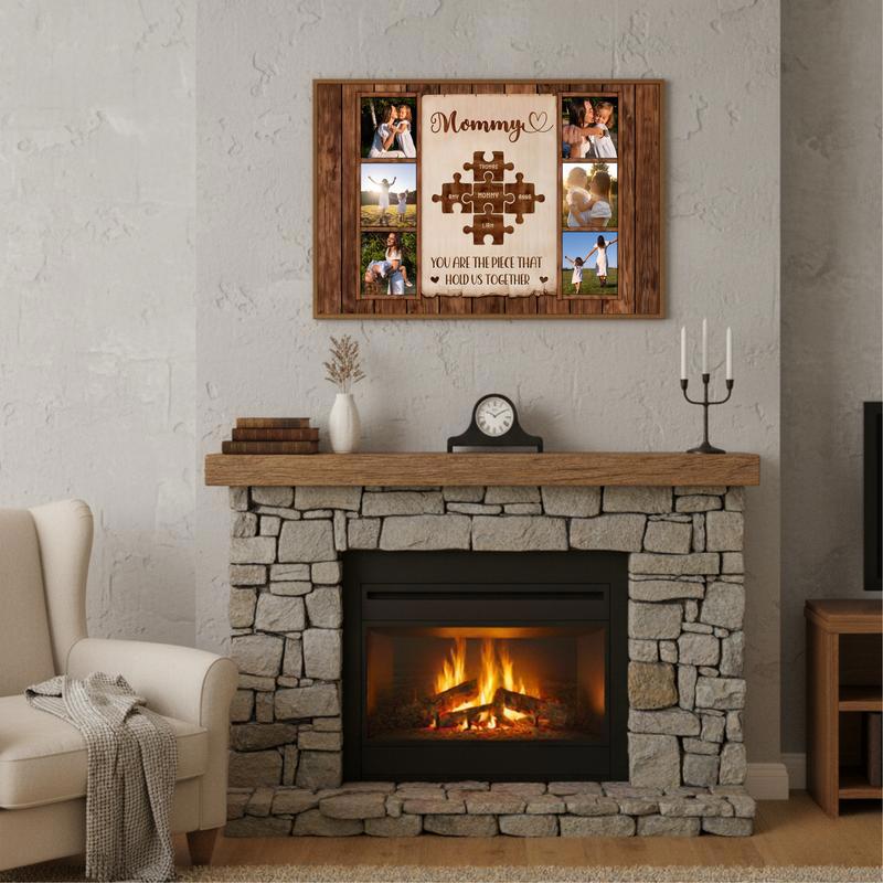 Mom's Love Connects Us Custom Photo Canvas Wall Art