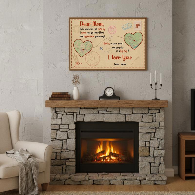 Mom's Heart, Wherever You Go - Personalized Distance Map Canvas
