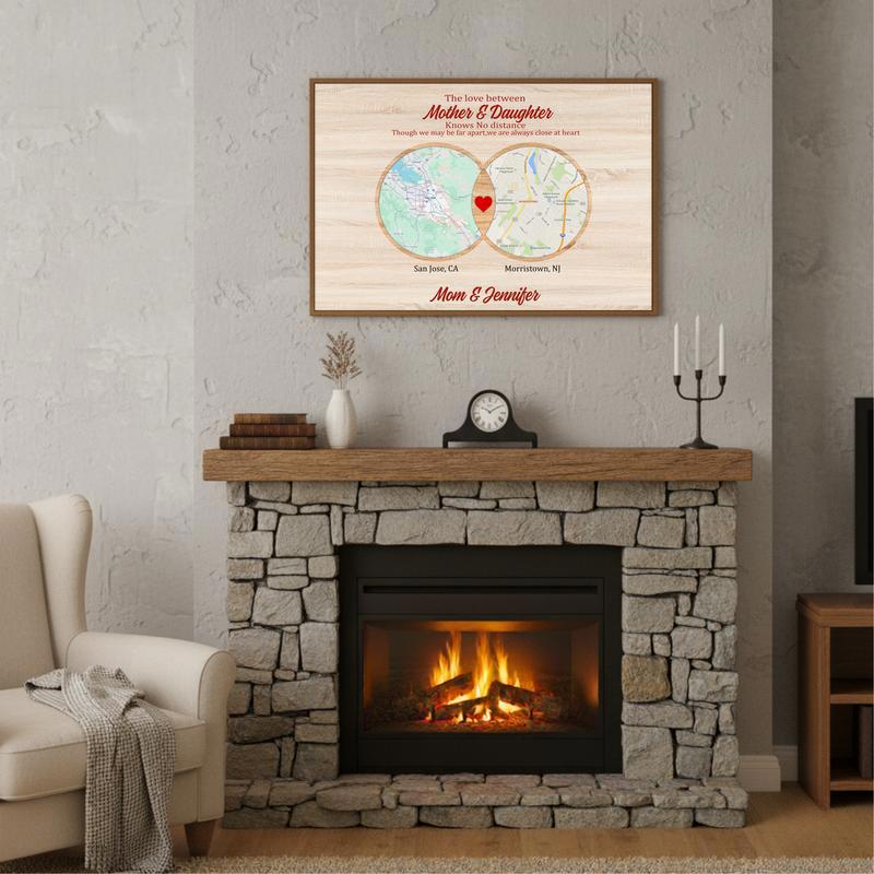 Mother Daughter Bond - Custom Long Distance Map Keepsake Canvas