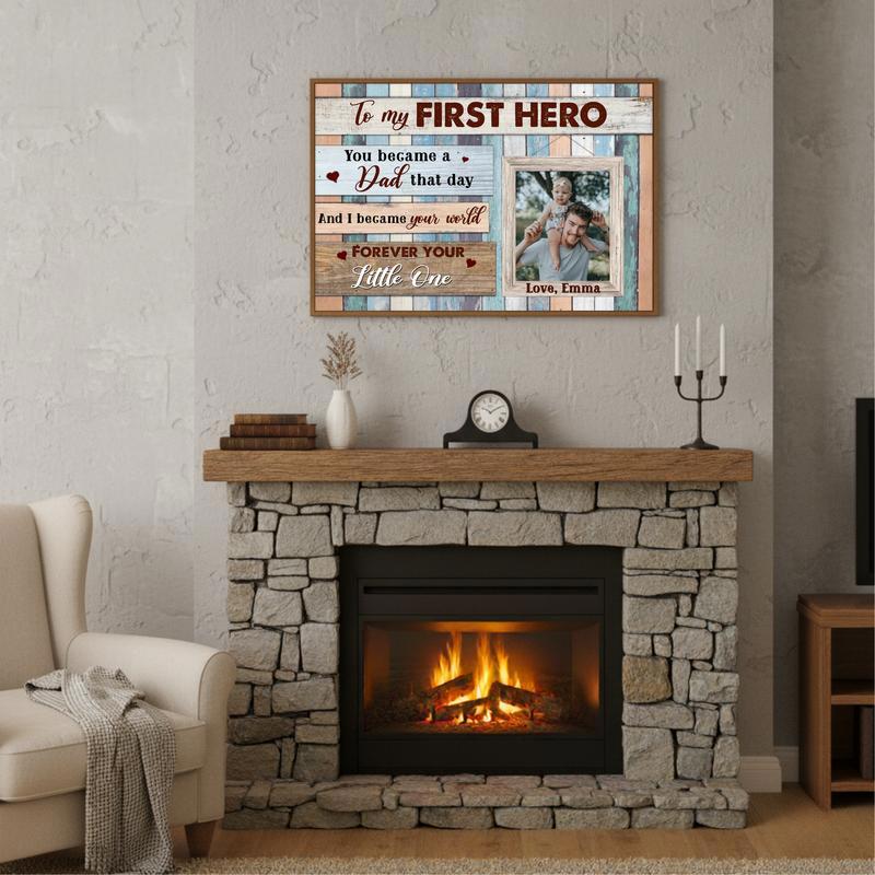 My First Hero Gift - Personalized Father Daughter Canvas