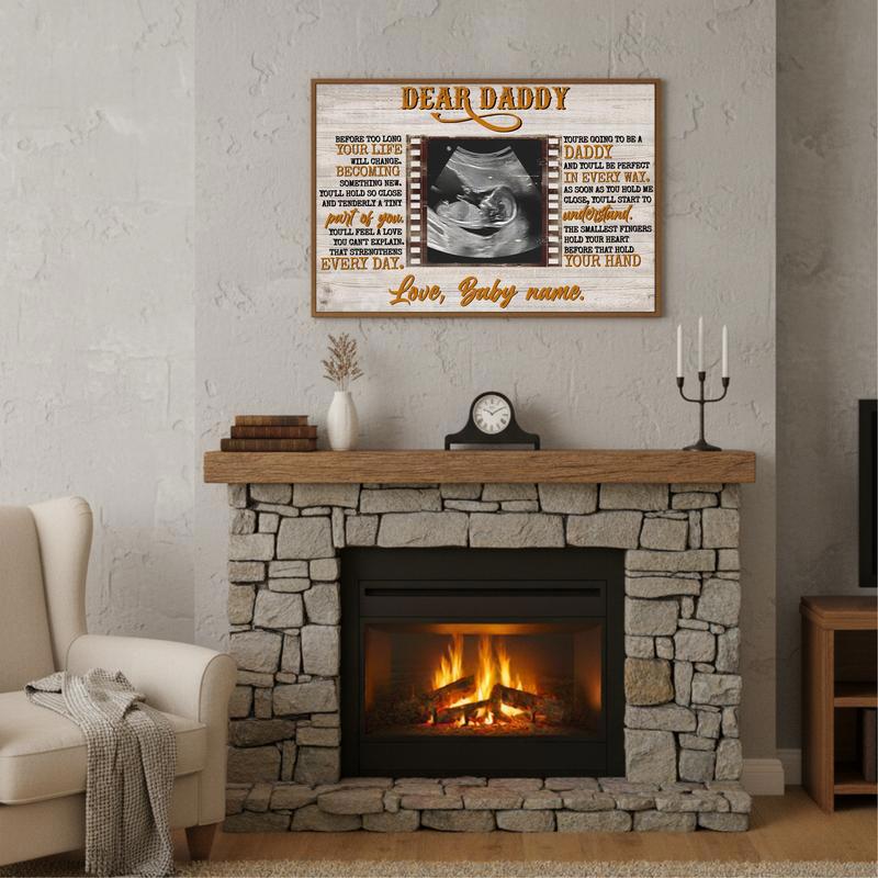 Daddy's First Glimpse Personalized Ultrasound Photo Canvas