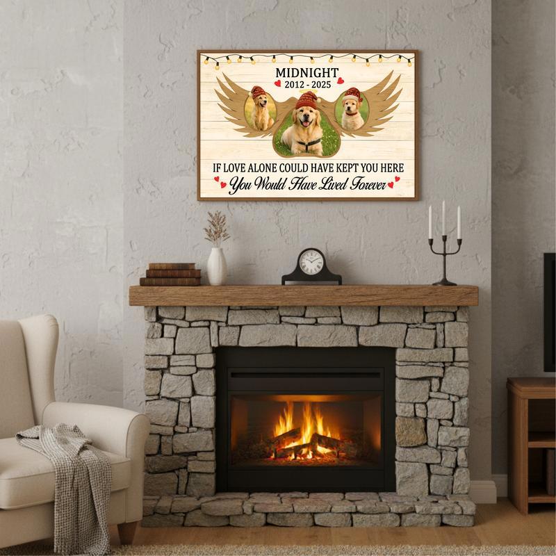 Our Angel Dog Personalized Farmhouse Christmas Canvas