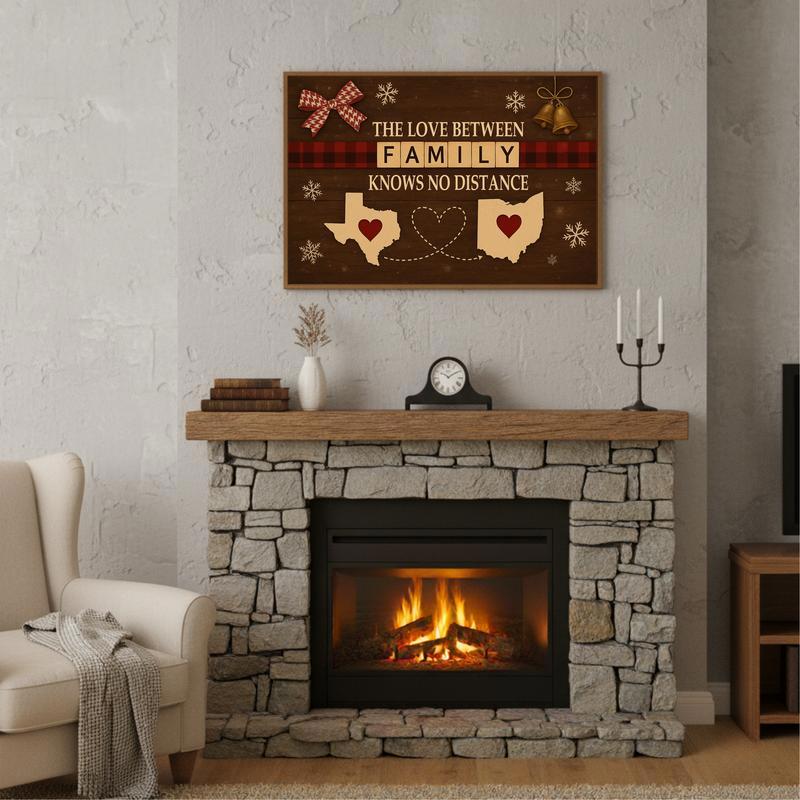 Our Hearts Connect - Custom Long Distance Christmas Gift Canvas