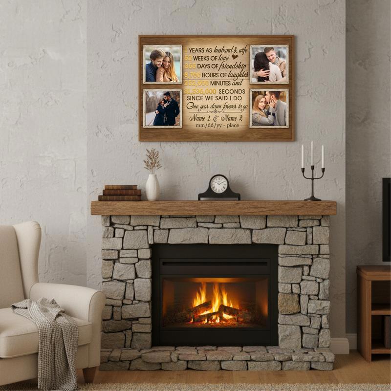 Personalized Couple 1st Anniversary Photo Timeline Keepsake Canvas