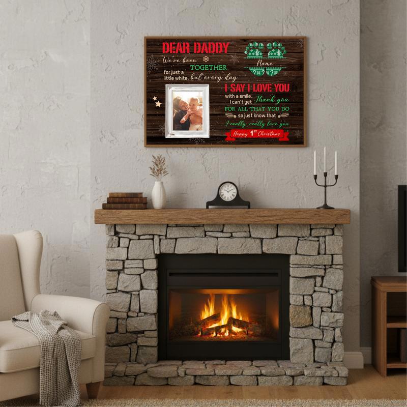 Personalized First Christmas Gift From Baby To Dad Canvas