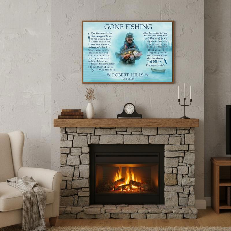 Personalized Fisherman Tribute - Gone Fishing Canvas
