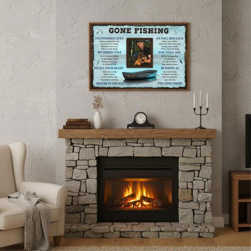 Personalized Fisherman's Memorial Dates & Photo Canvas