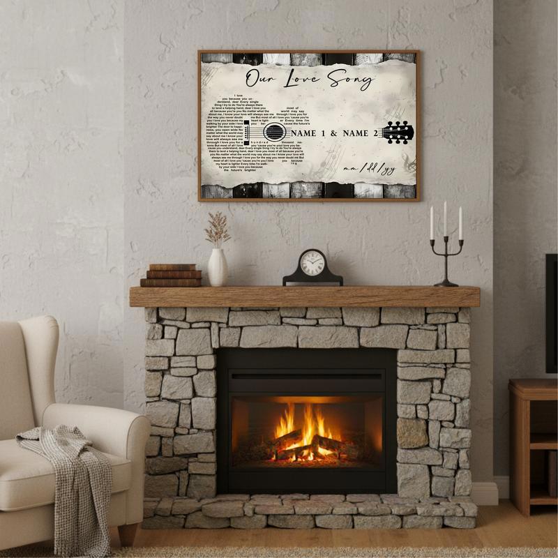 Heartfelt Custom Lyrics on Guitar-Shaped Canvas