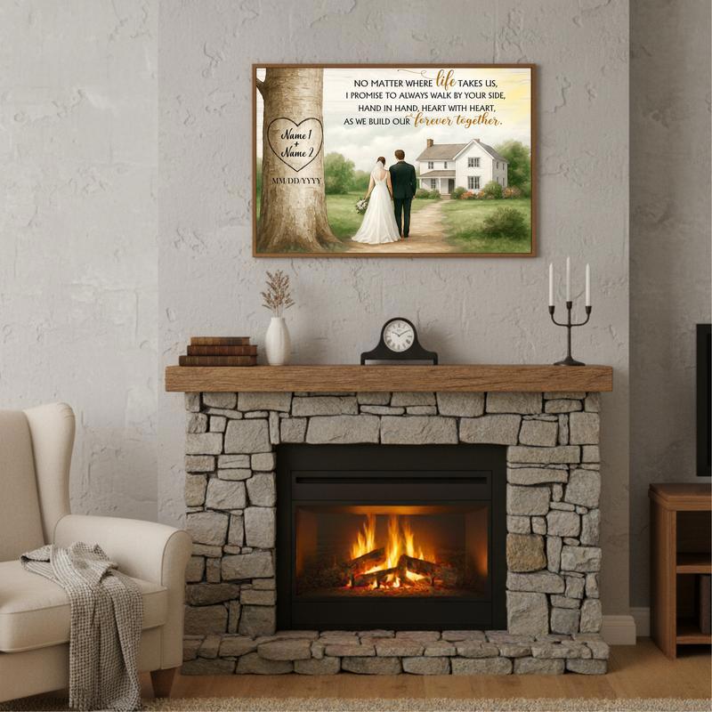 Personalized Tree Carved Heart - Forever Together Wedding Canvas