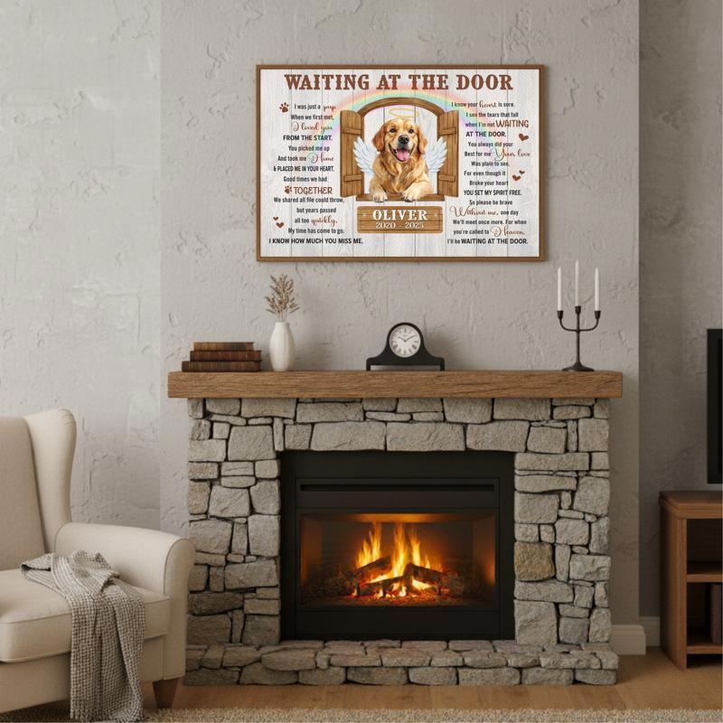 Pet Loss Personalized Art - "Waiting At The Door" Memorial Canvas