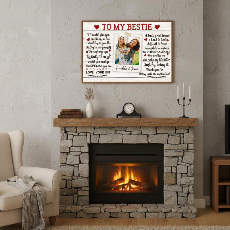 Rustic Friendship Keepsake - Custom Bestie Photo Quote Canvas