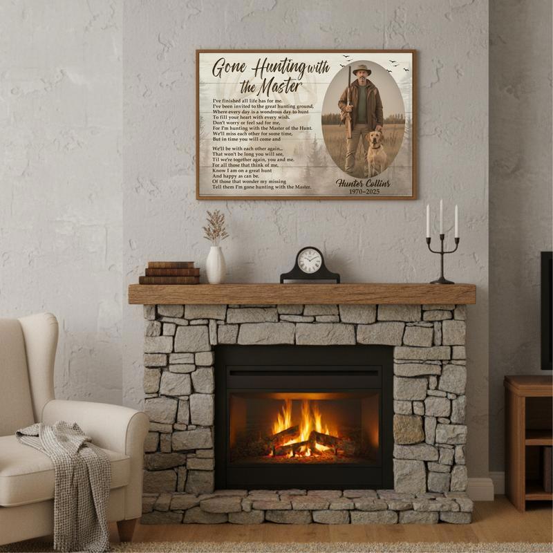 Rustic Hunter's Memorial - Gone Hunting With The Master Canvas