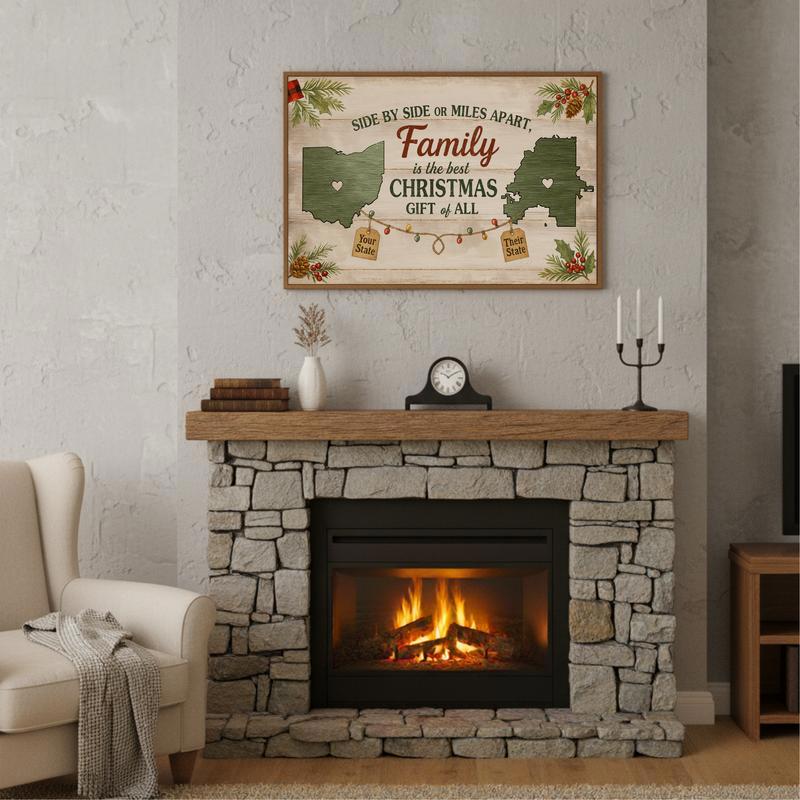 Side By Side Or Miles Apart - Rustic Christmas Family Canvas