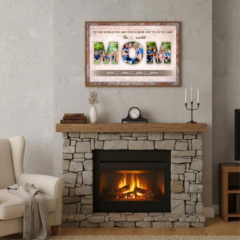 She Is My World Photo Canvas Keepsake Personalized Mom Gift