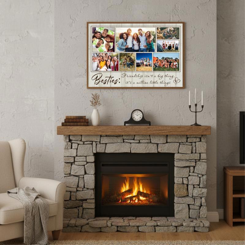 Unique Bestie Photo Collage Canvas - Custom Friendship Wall Art Gift