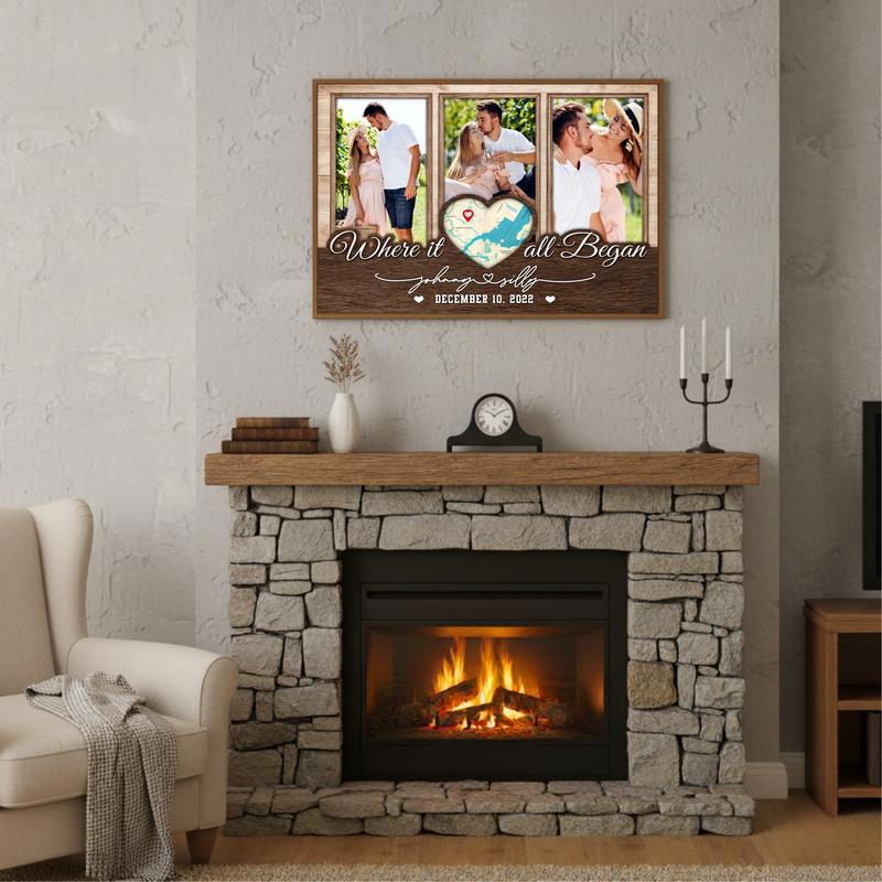 Personalized Love Story's Map Canvas Wall Art Gift