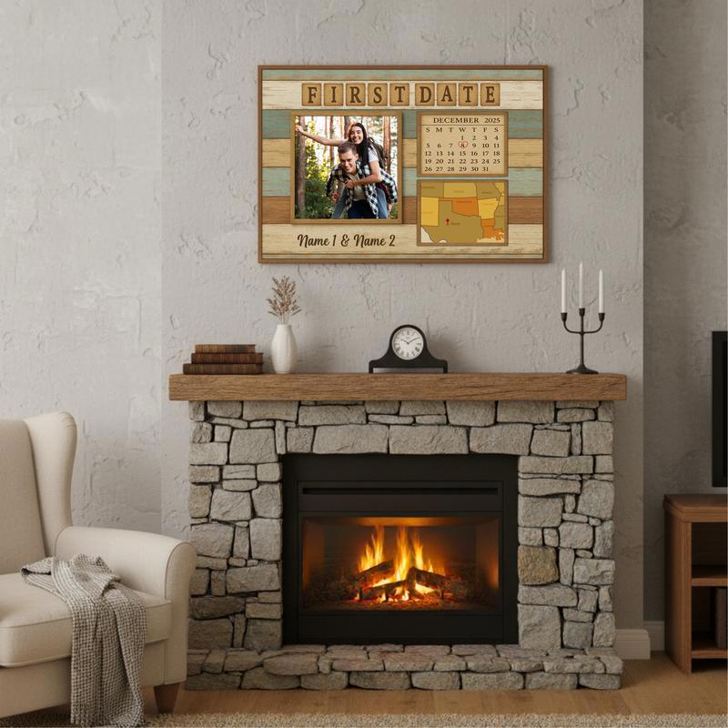 Where Our Story Began - Custom Calendar Map Couple Canvas