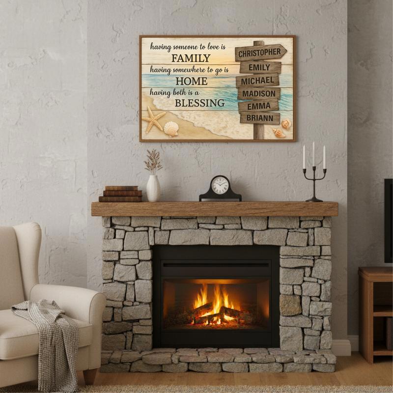 Your Beach Home Story - Rustic Last Name Street Sign Canvas