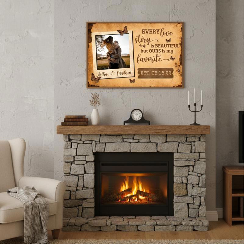 Your Beautiful Love Story Seen Through a Wooden Window Canvas