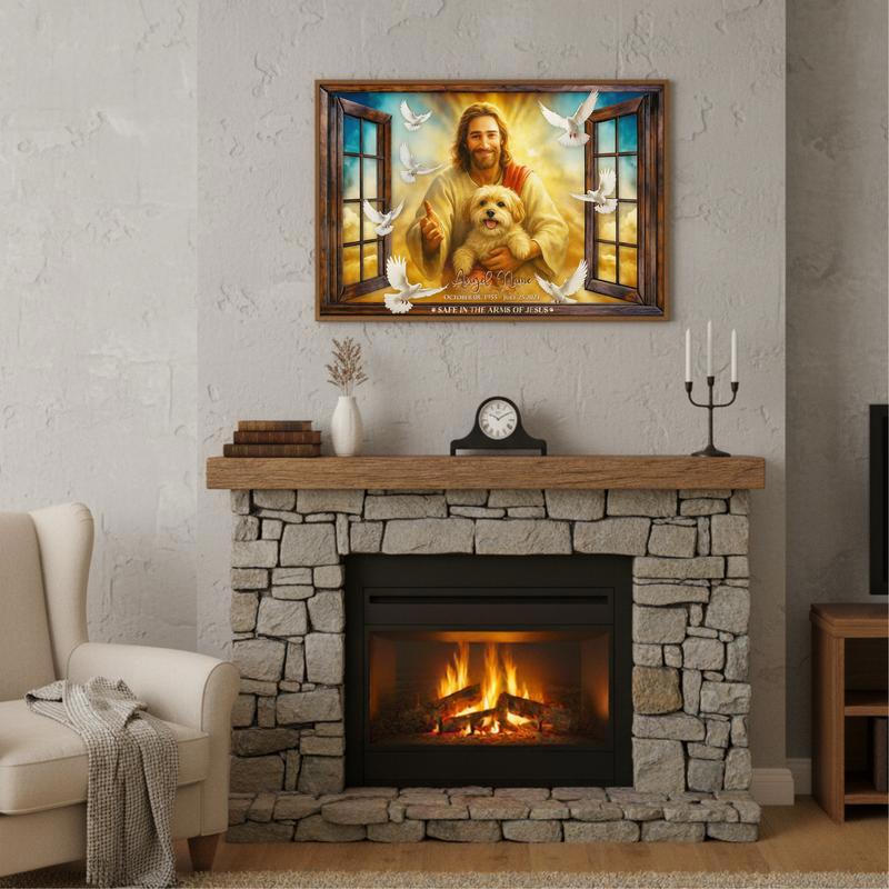 Your Furry Angel Is Safe In Jesus' Arms Personalized Photo Canvas