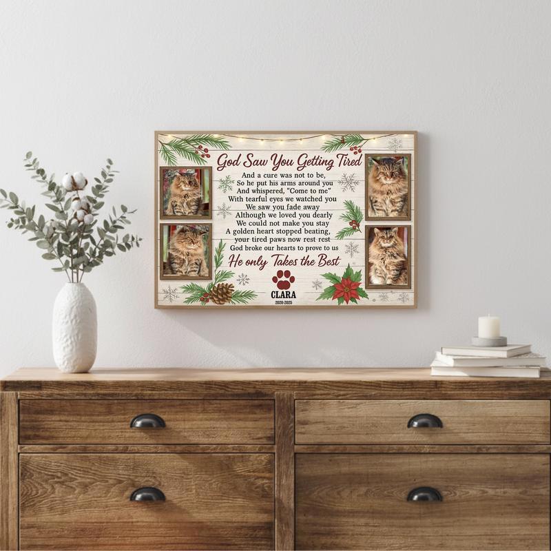 A Christmas Star Forever - Personalized Cat Memorial Photo Canvas