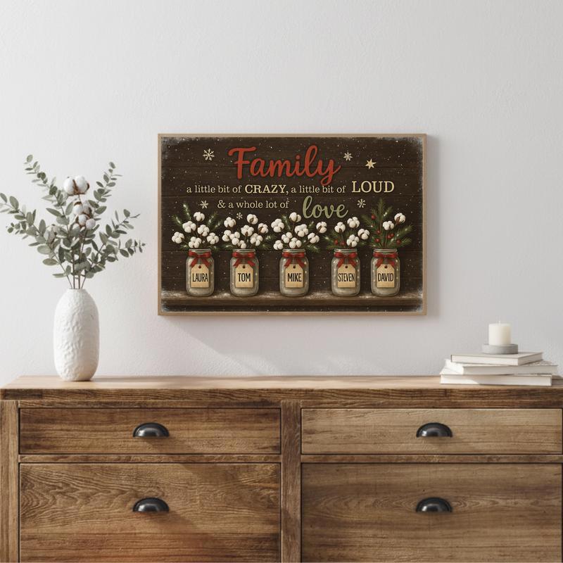 Adorn Your Home - Floral Rustic Christmas Family Quote Canvas