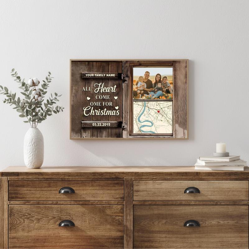 Christmas Home Map Family Photo & Memory Canvas Print