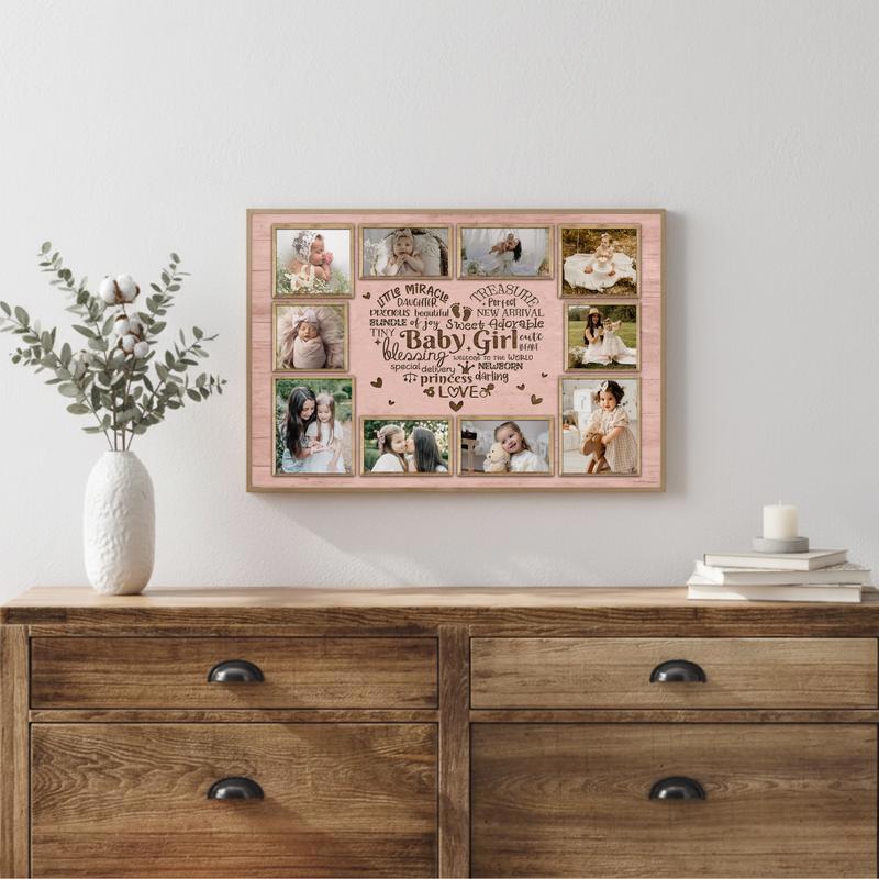 Baby Shower Gift - Custom Baby Girl Photo Milestone Canvas