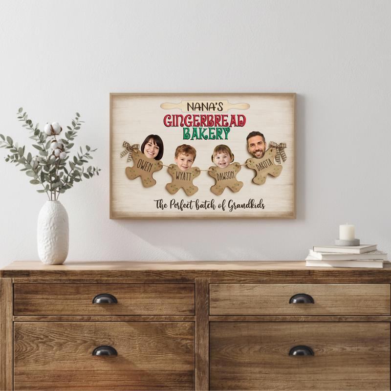 Baking Christmas Magic - Grandkids Personalized Photo Name Canvas