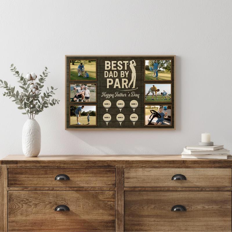 Best Dad By Par Personalized Golf Gift With Kids' Names Canvas