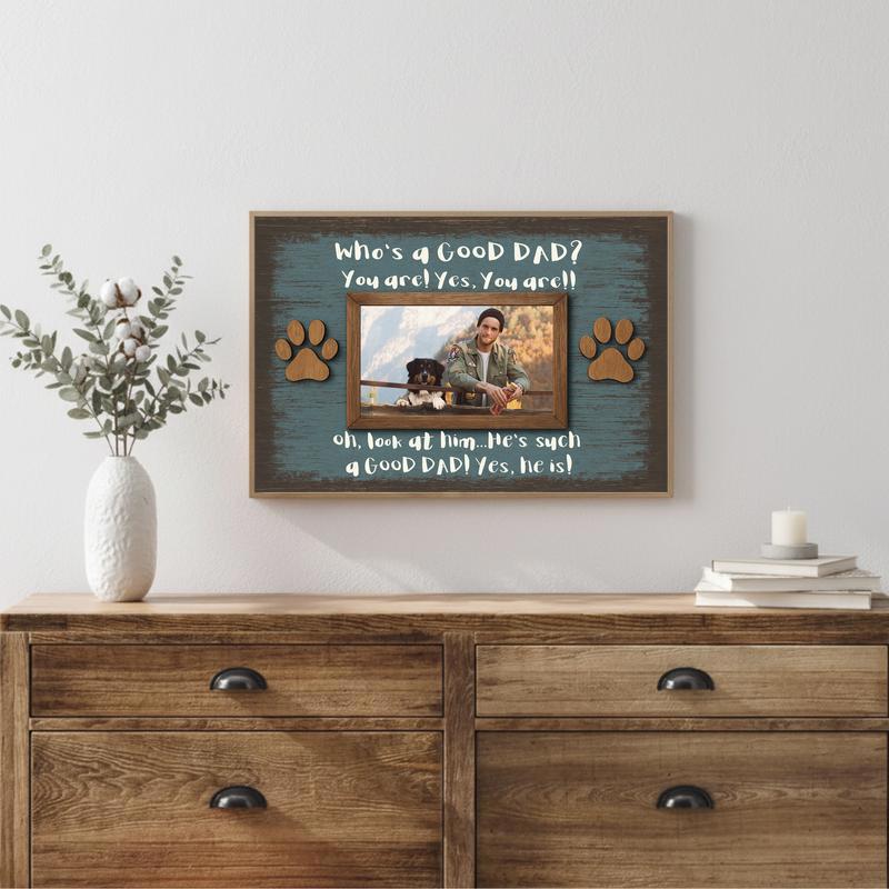 Best Dog Dad Ever - Funny Personalized Photo Keepsake Canvas
