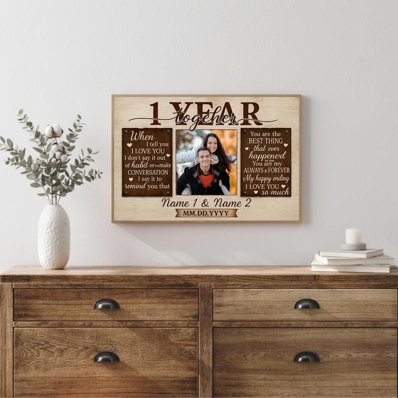 Celebrate 1 Year - Custom Photo Keepsake For The Couple Canvas