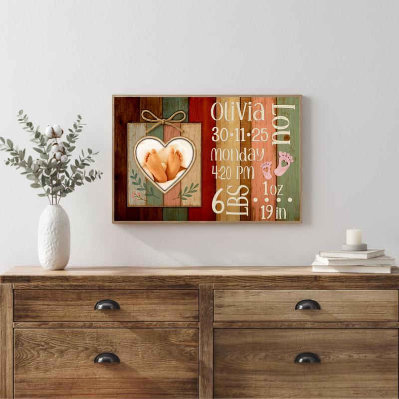 Cherish Baby's Birth - Custom Photo Keepsake & Stats Canvas