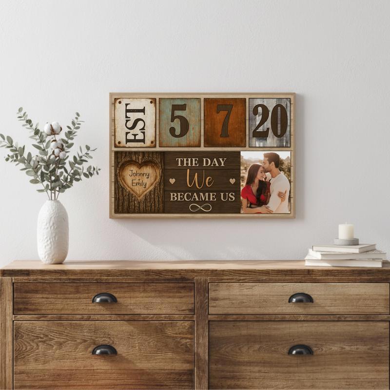 Cherish Couple Milestone - Custom Established Year Photo Canvas