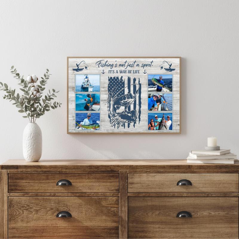 Cherish His Best Catches - Custom Fisherman Photo Keepsake Canvas