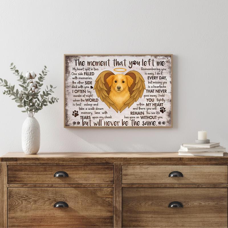 Cherish The Moment - A Rustic Farmhouse Dog Memorial Canvas
