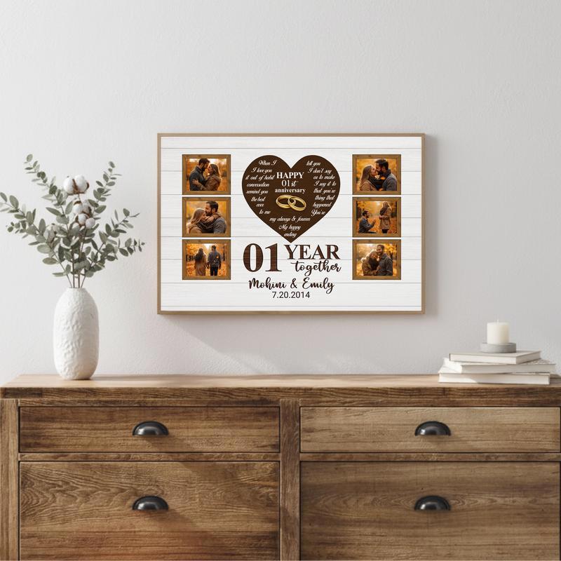 Cherish Your First Year - Personalized Rustic Photo Collage Canvas