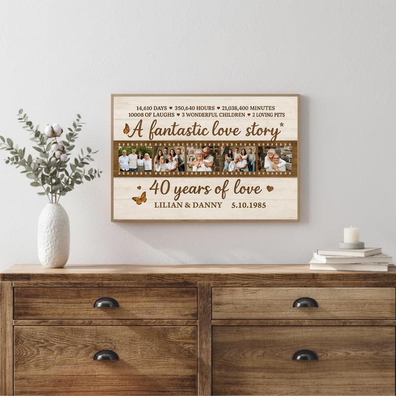 Cherished 40-Year Ruby Anniversary Gift Photo Collage Canvas