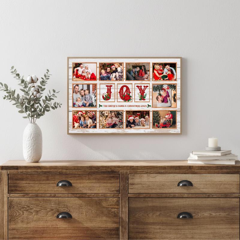 Christmas Gifts - Personalized Family JOY Photo Collage Canvas