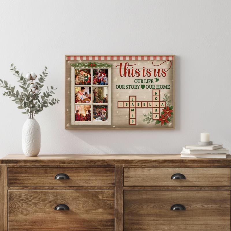 Christmas Name Crossword & Quote Photo Keepsake Canvas