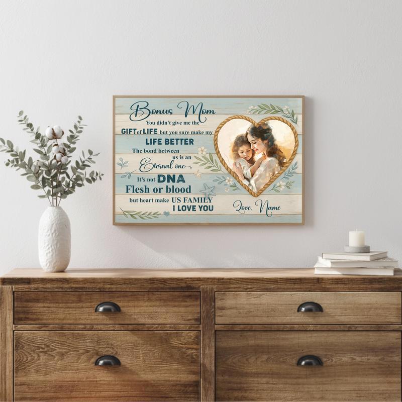 Coastal Farmhouse Wall Art Gift For Stepmom Personalized Canvas