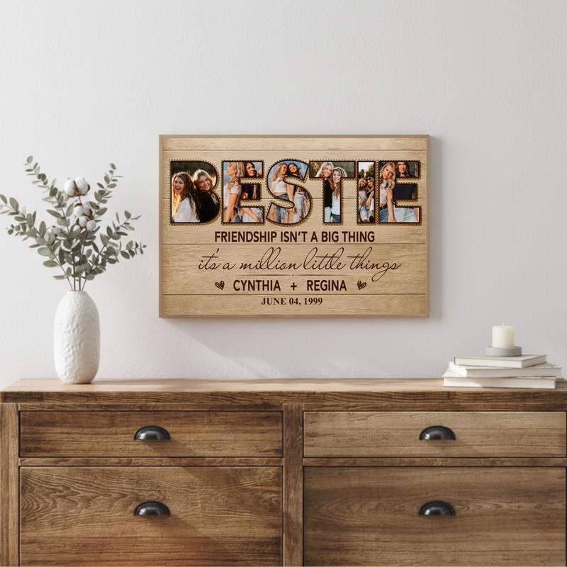 Custom Farmhouse Photo Collage Gift For Your Bestie Canvas