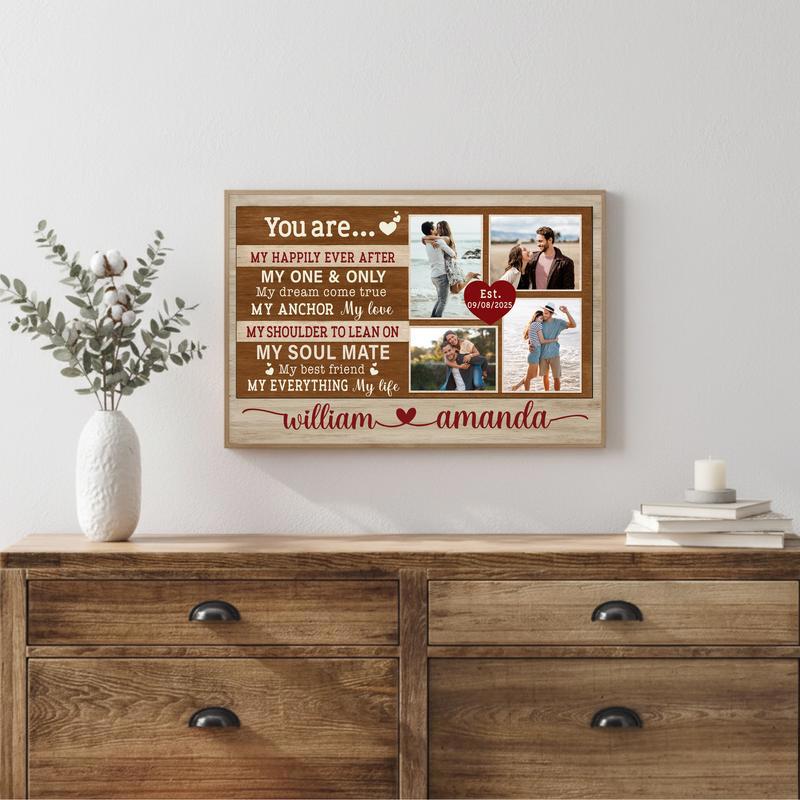 Custom My Happily Ever After Photo Collage Canvas Anniversary
