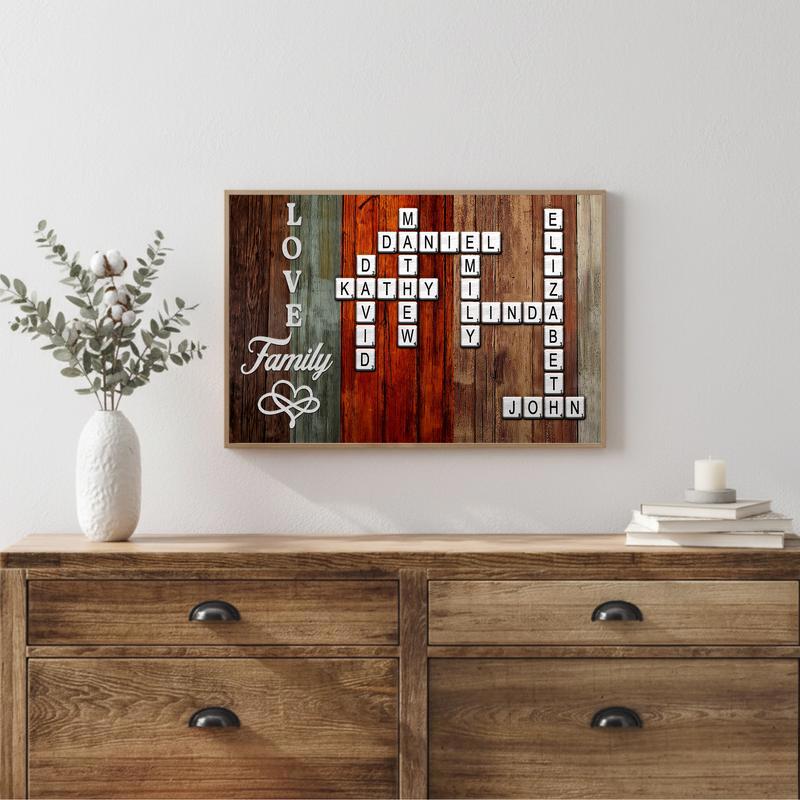 Custom Name Crossword Scrabble Art - Family Legacy Keepsake Canvas