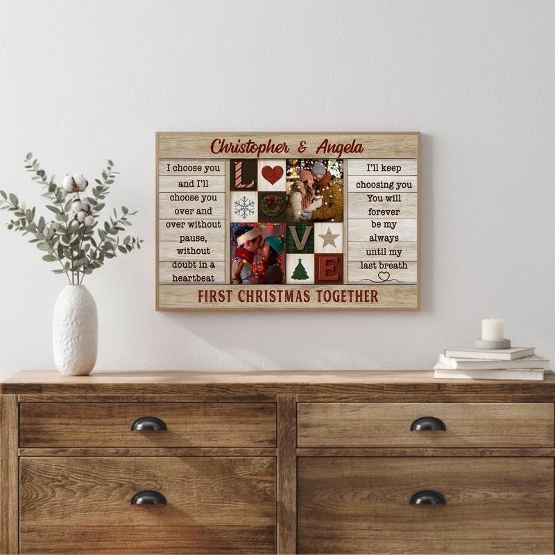 Custom Newlywed Photo Canvas - First Christmas Together Keepsake